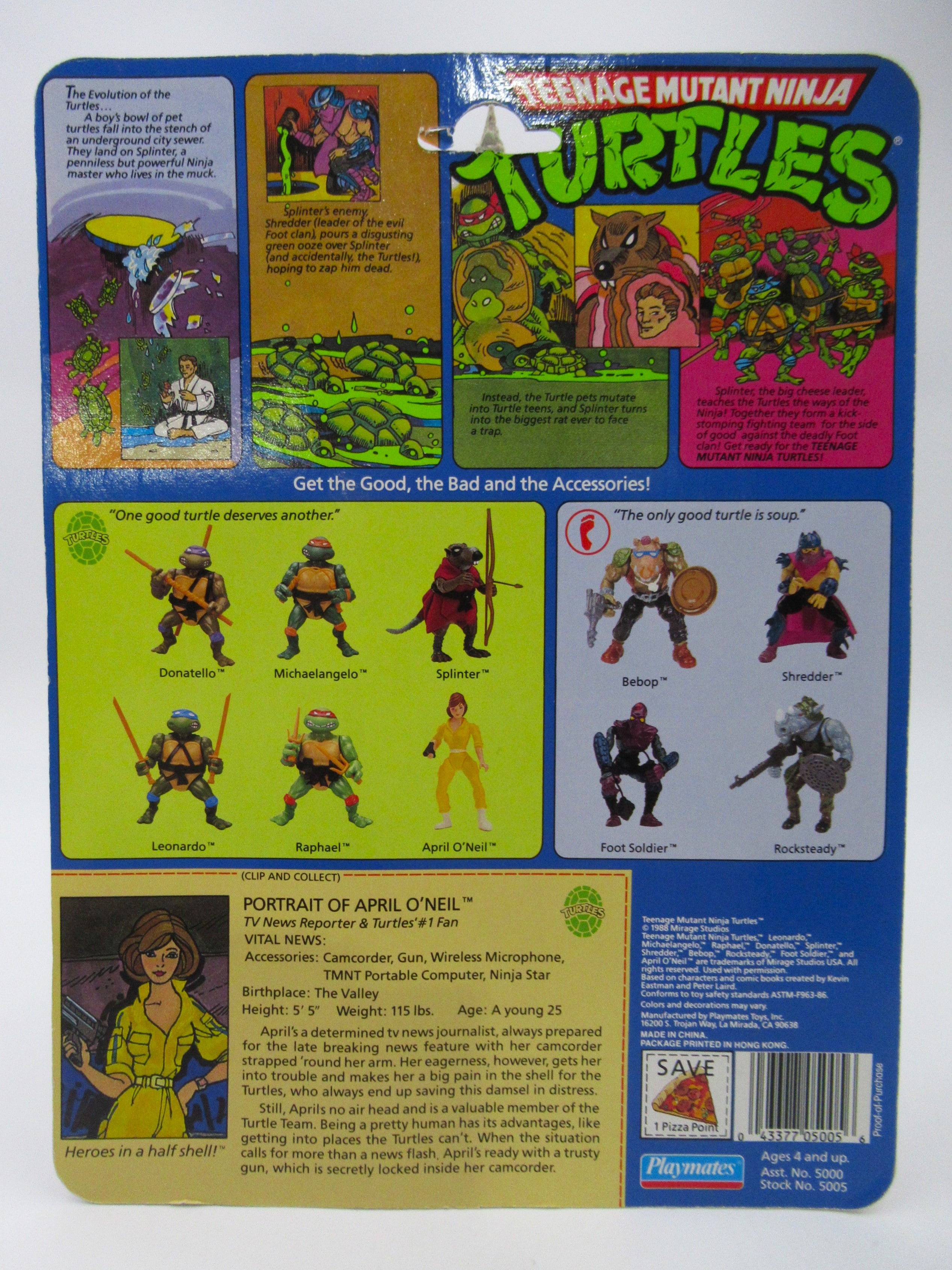 Teenage Mutant Ninja Turtles April O'Neil 10-Back 4.5" Figure TMNT - Playmates (1988)